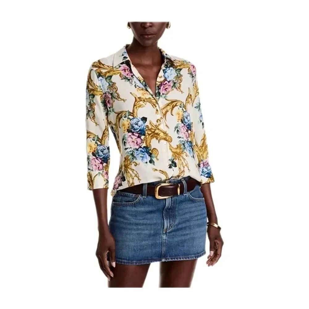L'Agence NWT Camille 3/4 Sleeve Baroque Floral Blouse Size XS